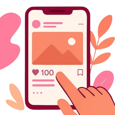 SNSへの写真投稿を表すイラスト